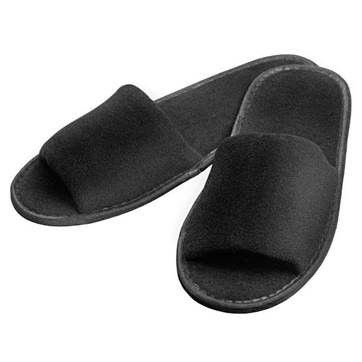 Velour comfort toffla svart, öppen tå. 29cm