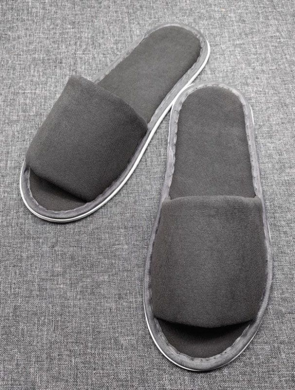 Superior Comfort, ljusgrå frottétoffla med öppen tå