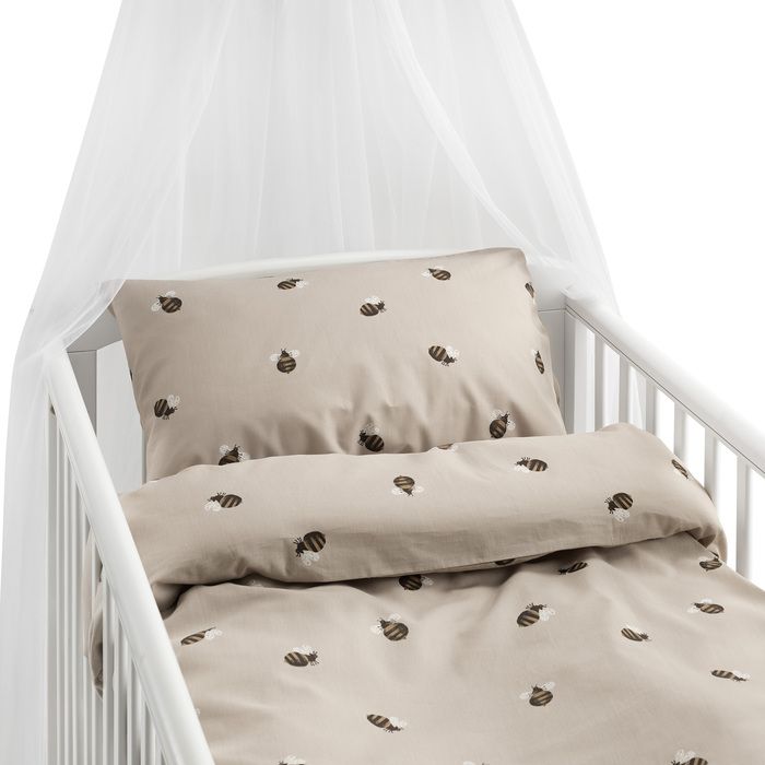 Pussilakanasetti Pinnasänkyyn Mehiläinen Beige