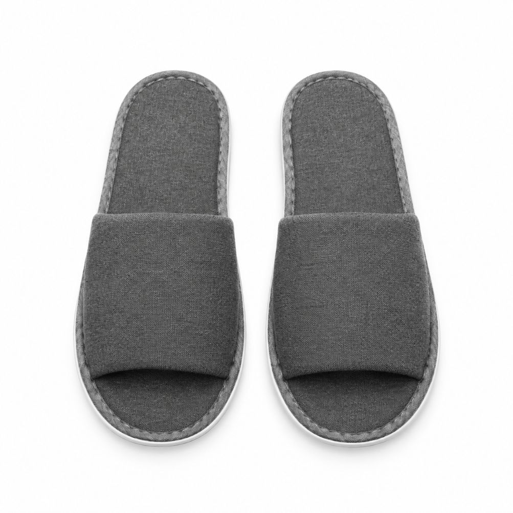 Superior Comfort, ljusgrå frottétoffla med öppen tå