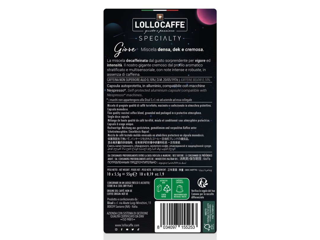 Lollo Giove Koffeinfritt Kaffekapslar
