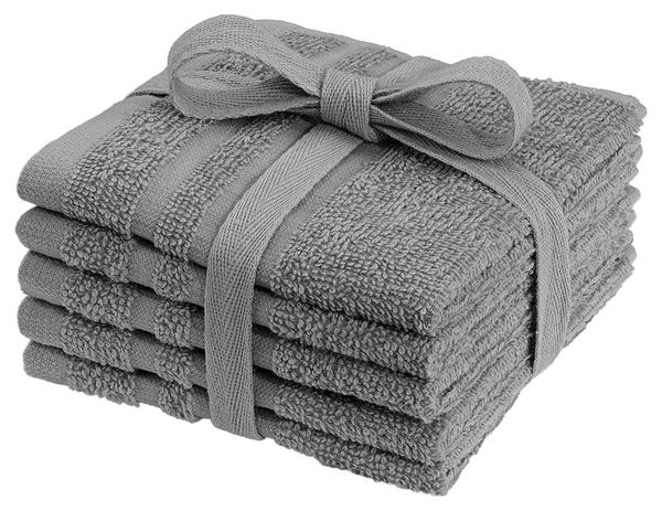 Basic Frotté Tvättlappar 25x25cm Grå. 5-pack