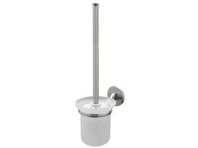 Virginia toilet brush in glass cup. Wall hunged