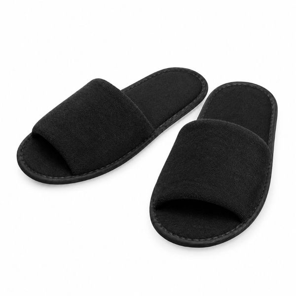 Velour comfort toffla svart, öppen tå. 29cm