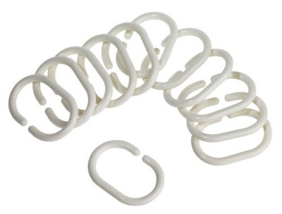 Duschdraperi-ringar vita plast, 12 st /förp