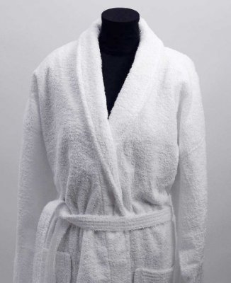 Elegance morgonrock 350g, frottè vit sjalkrage