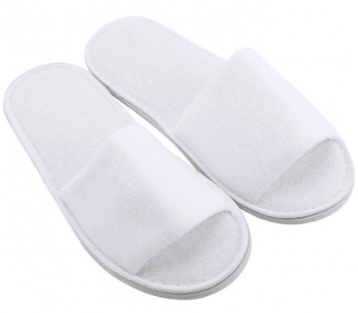 Velour comfort toffla vit, öppen tå & 5mm sula. 29cm