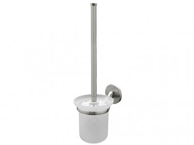Virginia toilet brush in glass cup. Wall hunged