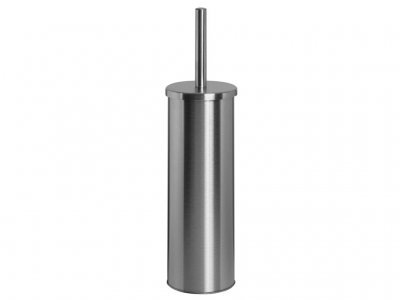 Toilet brush tube with lid & handle. Wall hung chrome