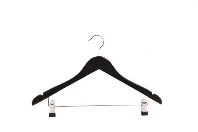 Galge trä med stång & clips, trä 45cm Svart