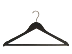 Svart trägalge med stång. Jack på toppen och kromad krok.