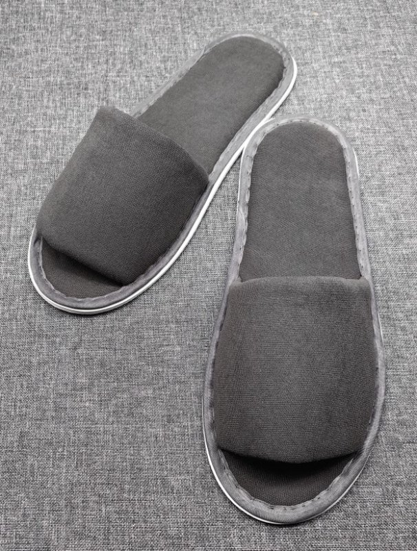 Superior Comfort, ljusgrå frottétoffla med öppen tå