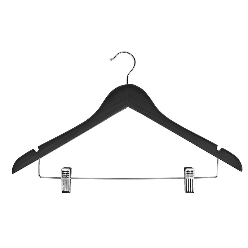 Coat Hanger with Clips Wooden Black