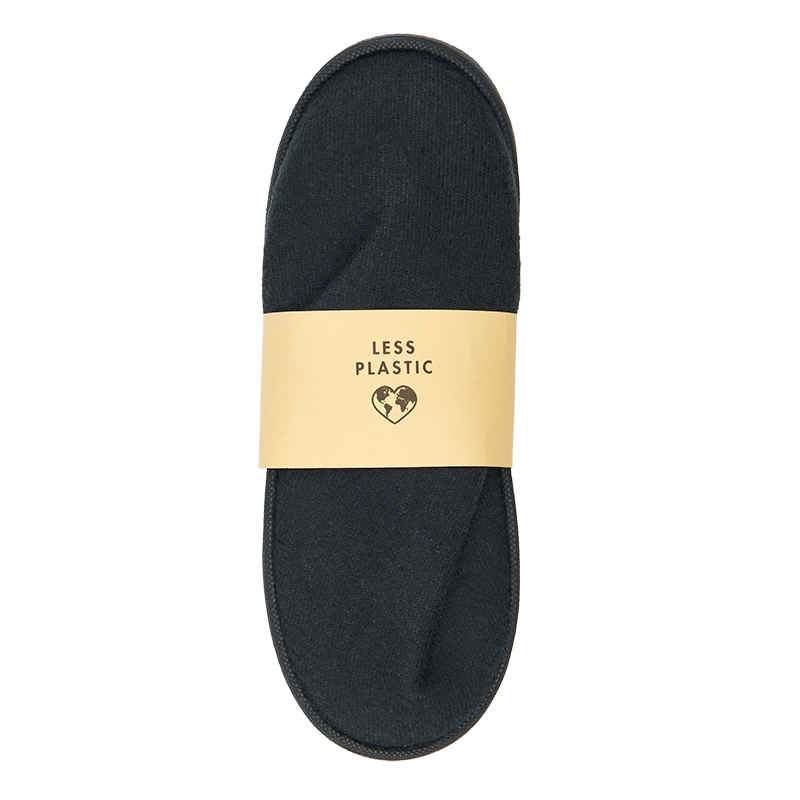 Black Slippers Closed Toe with Paper Slip