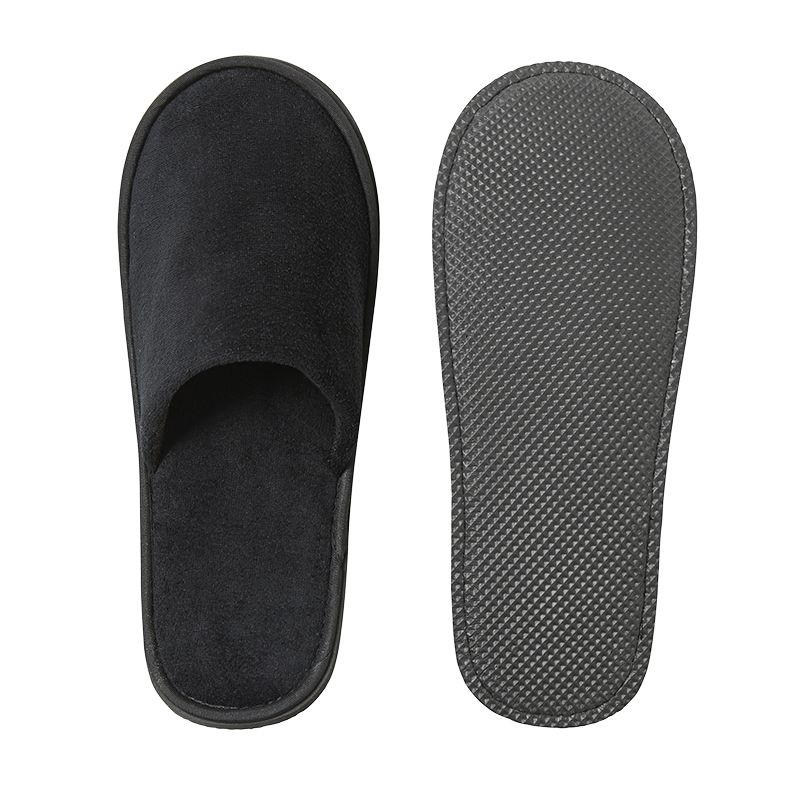 Black Slippers Closed Toe with Paper Slip