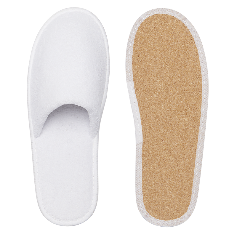 White Slippers with Closed Toe and Cork sole