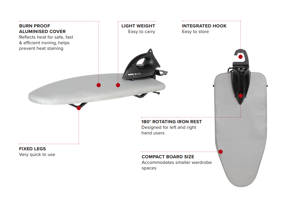 Corby mini ironing board grå