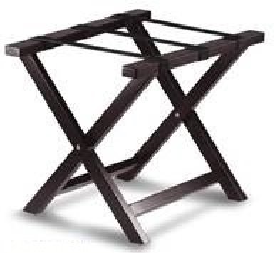 Bagagebänk i svart trä med svarta band