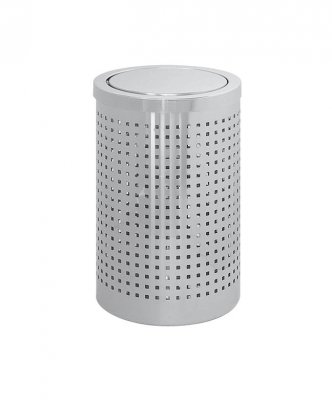 Papperskorg "swing top" Ø21cm H 33cm krom perforer