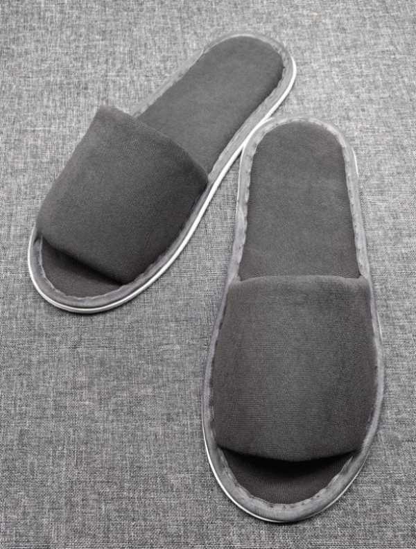 Superior Comfort, ljusgrå frottétoffla med öppen tå