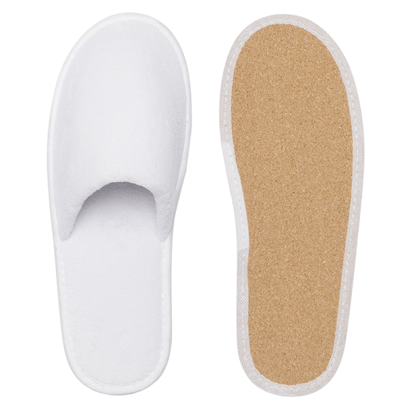 White Slippers with Closed Toe and Cork sole