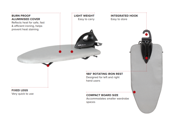 Corby mini ironing board grå