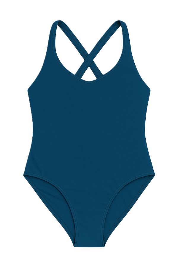 Baddräkt Blå (Flamingo) med korsad rygg